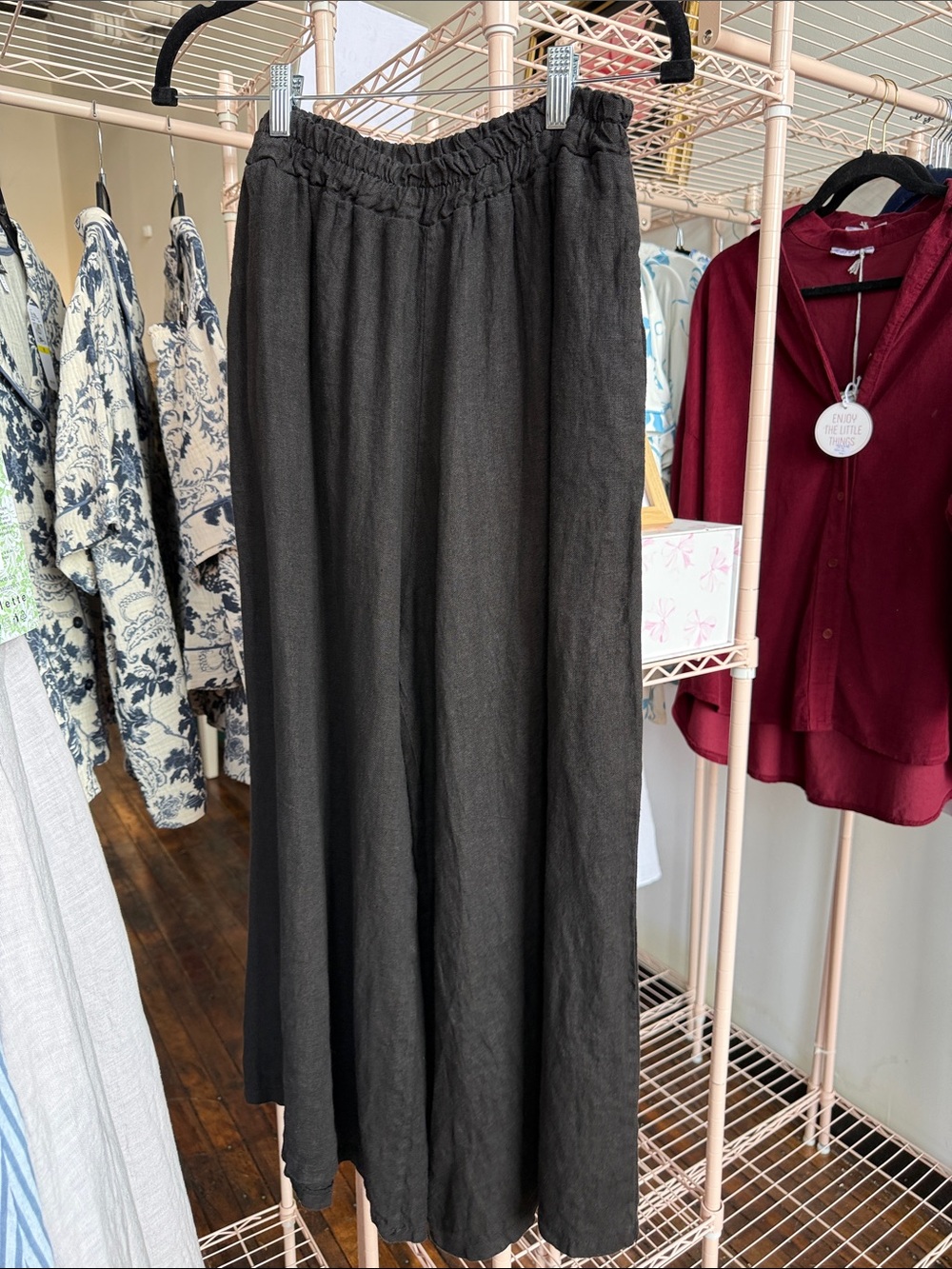 Women’s Black Wide Leg 100% Italian Linen
